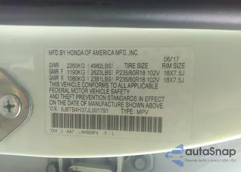 2018 Acura Rdx from USA, damaged, VIN 5J8TB4H37JL001791
